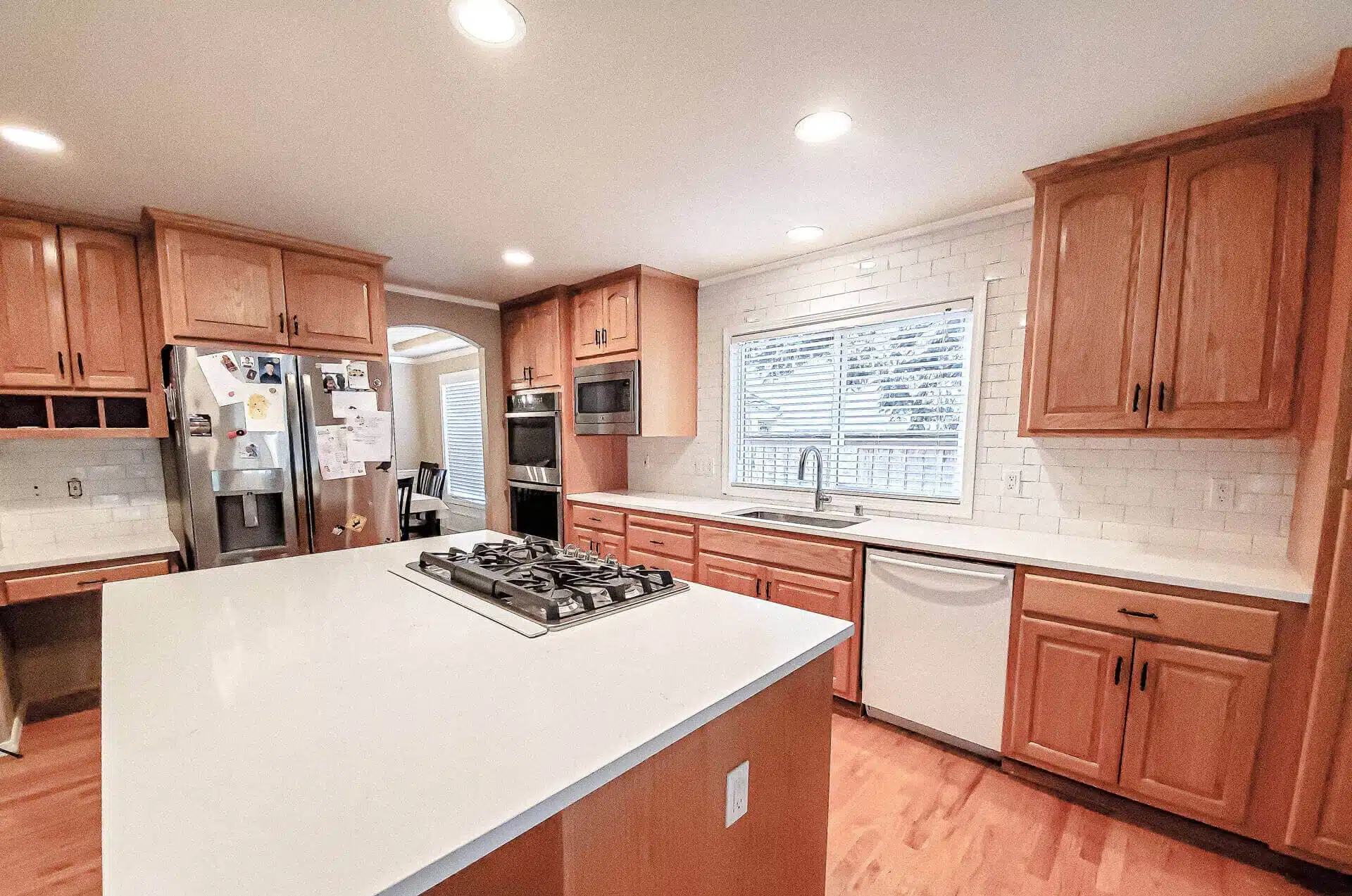 Seattle kitchen remodeling with modern island and wood cabinets